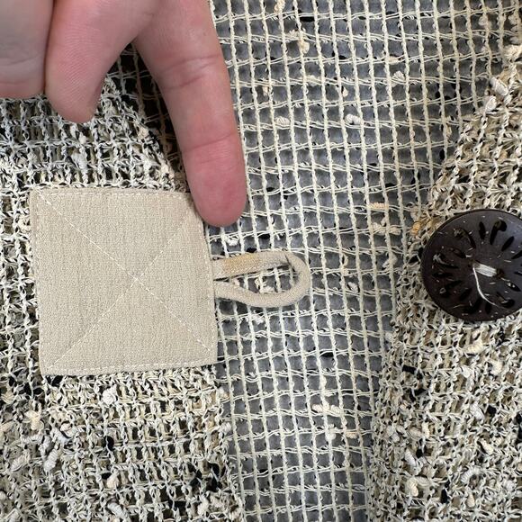 Draper's & Damon's Sweater Womens Size PL Cream Black Crochet Cardigan 2-Button - Picture 7 of 16